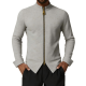 Men's Light Grey Full-Zip Knit Cardigan