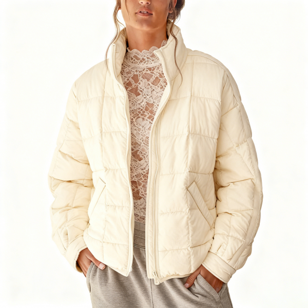 Cream Quilted Puffer Jacket