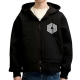 Black Hooded Zip-Up Jacket with Geometric Logo