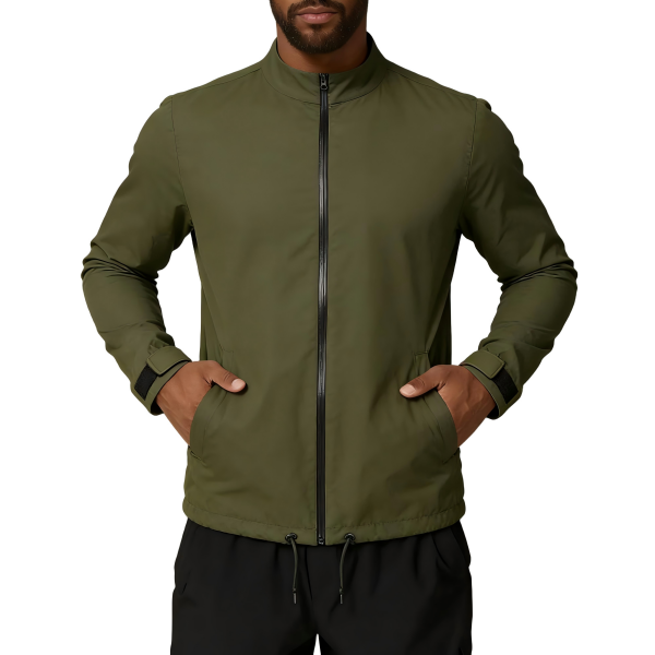 Men's Olive Green Zip-Front Track Jacket