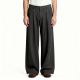Charcoal Wide-Leg Pleated Trousers